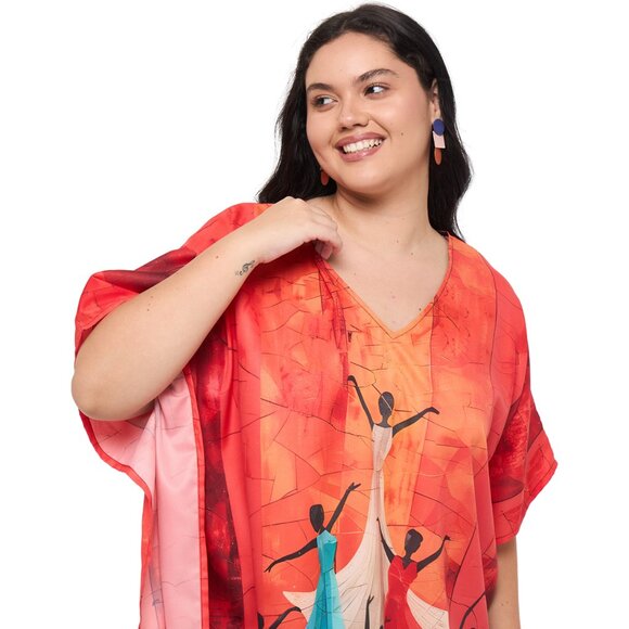 Gypsie Blu Digital Printed Polyester Caftan Dress Plus Size Mumu Maxi Dresses - Picture 6 of 9